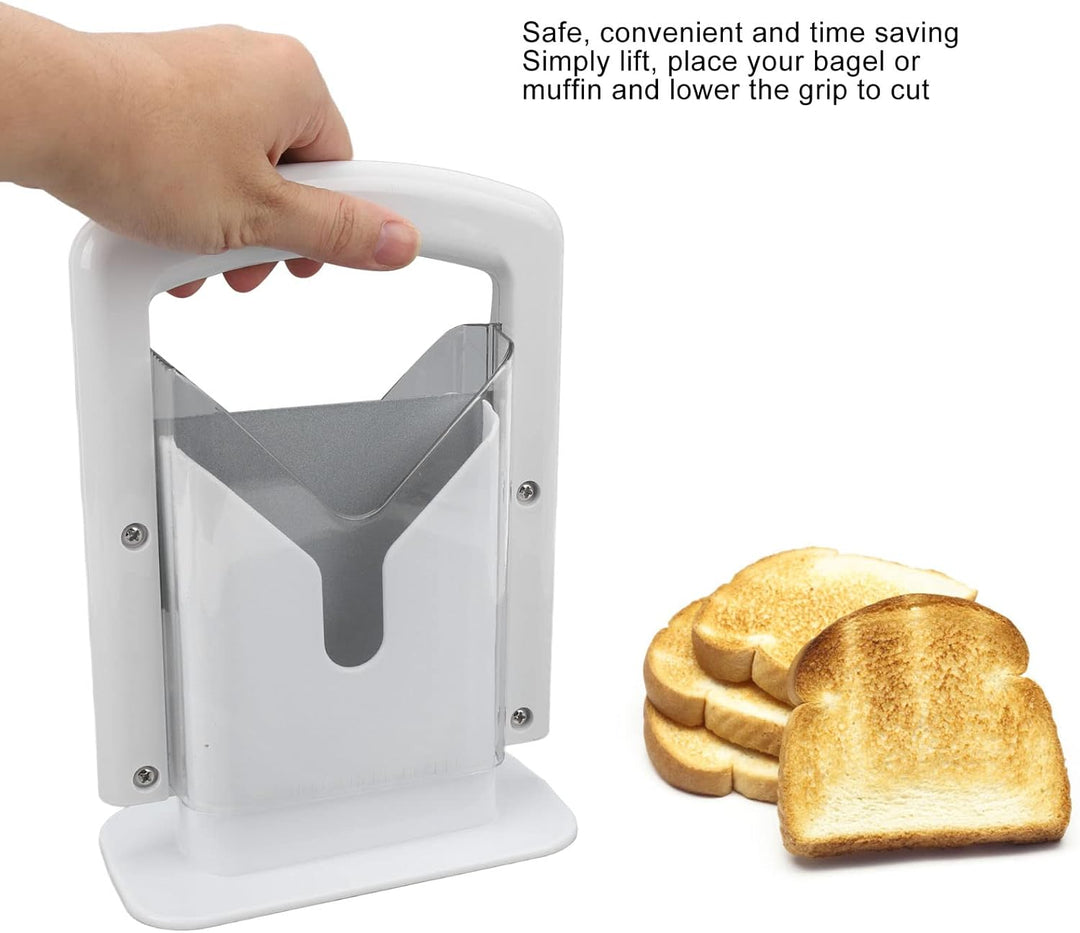 Bagelschneider Weisse Plastikhandwerk Brotschneide Maschine mit Sicherheitsschild Easy Grip Griff fü