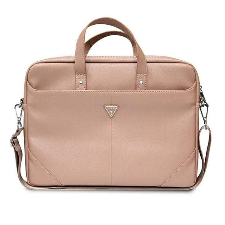 Guess Unisex Saffiano Hot Stamp Triangle Logo Tasche, Rosa