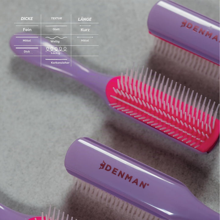 Denman Curly Hair Brush D3 (African Violett), 7-reihige Stylingbürste zum Entwirren, Trennen, Formen