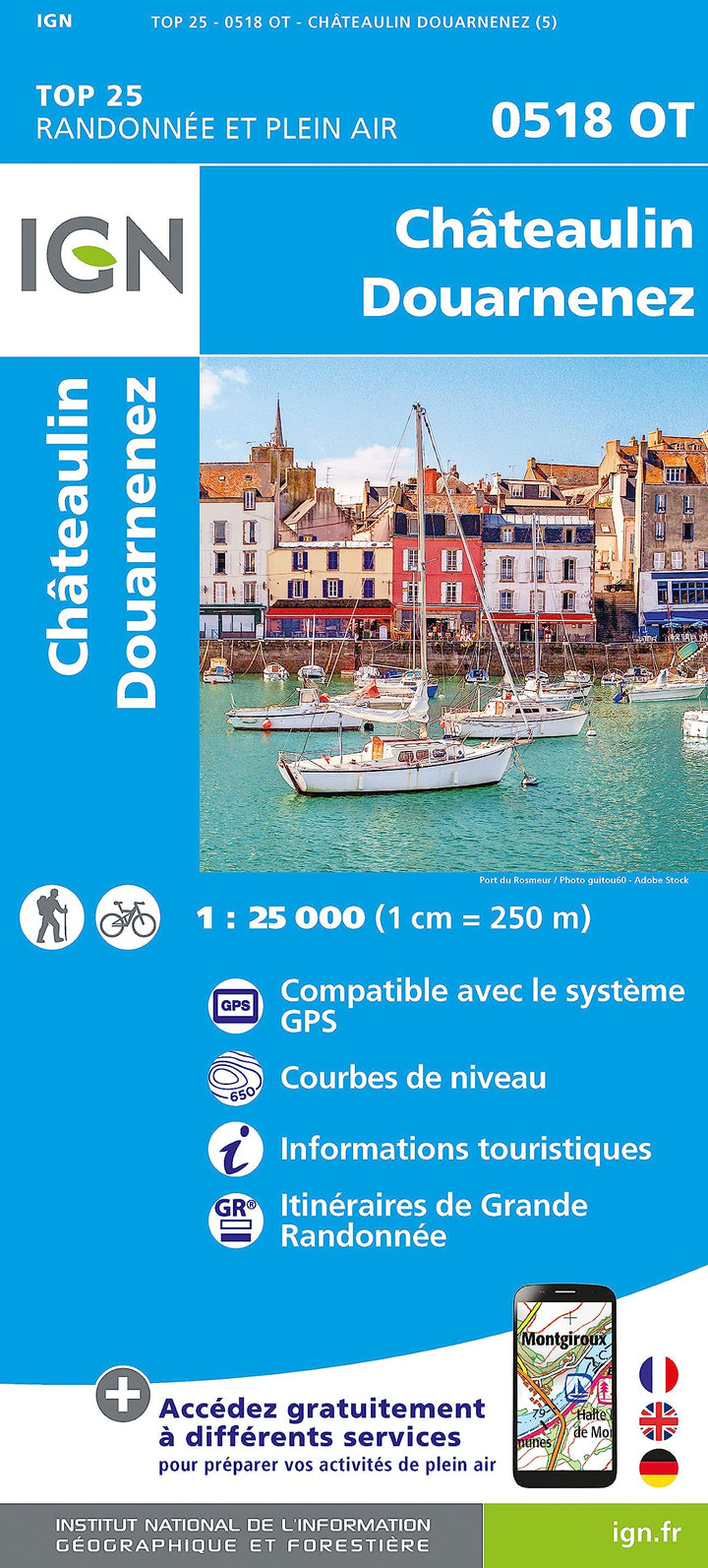 0518OT Châteaulin Douarnenez: 1:25000 (TOP 25), Karte
