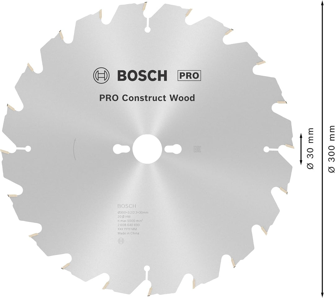 Bosch Accessories Bosch Professional 1x Kreissägeblatt Construct Wood (für Holz, Sägeblatt Ø 300 x 3