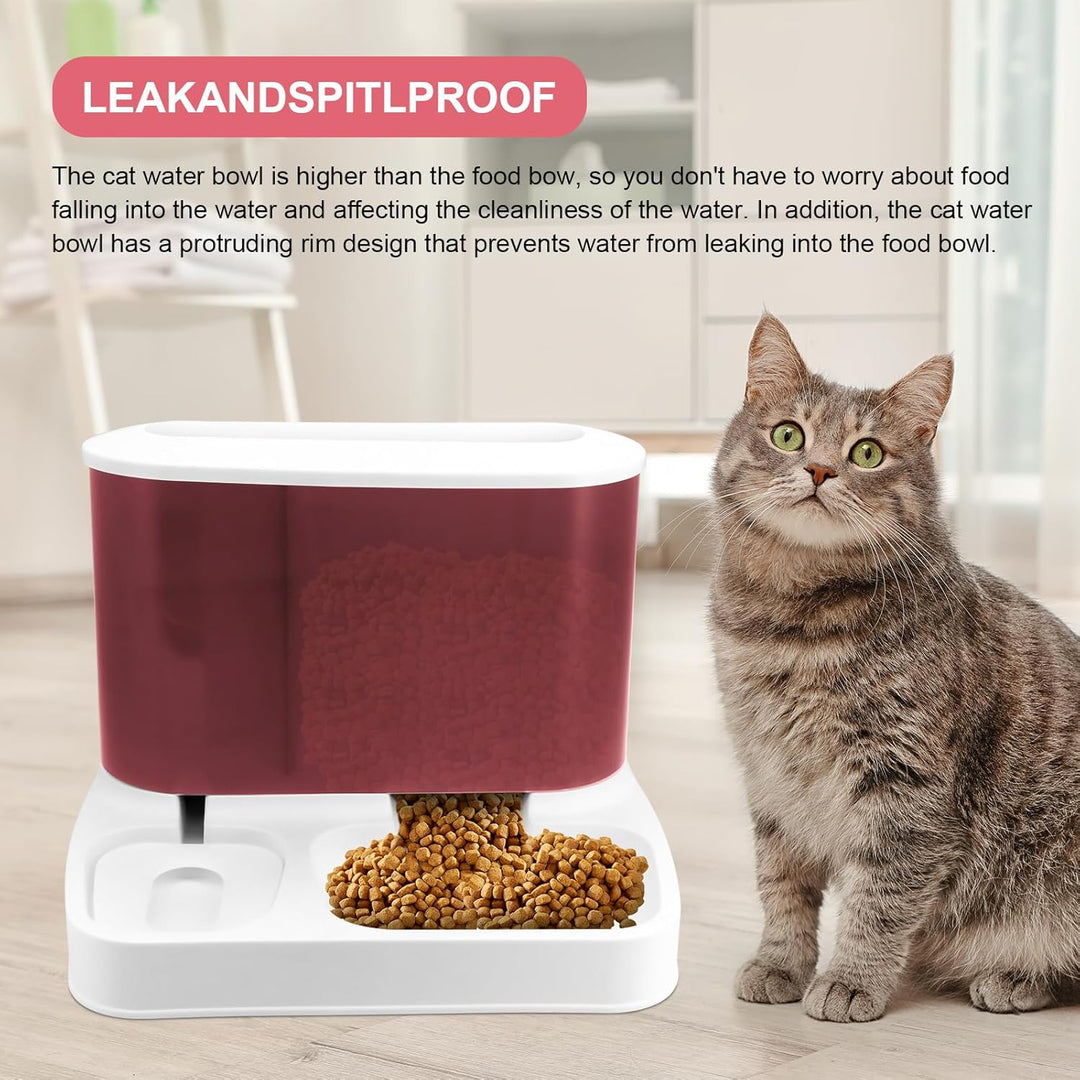 2-in-1 Automatisches Katzenfutter- und Wasserspender-Set Schwerkraft-Katzenfütterung Hundefutter- un