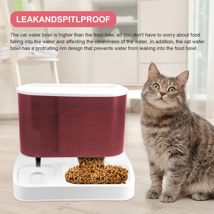 2-in-1 Automatisches Katzenfutter- und Wasserspender-Set Schwerkraft-Katzenfütterung Hundefutter- un