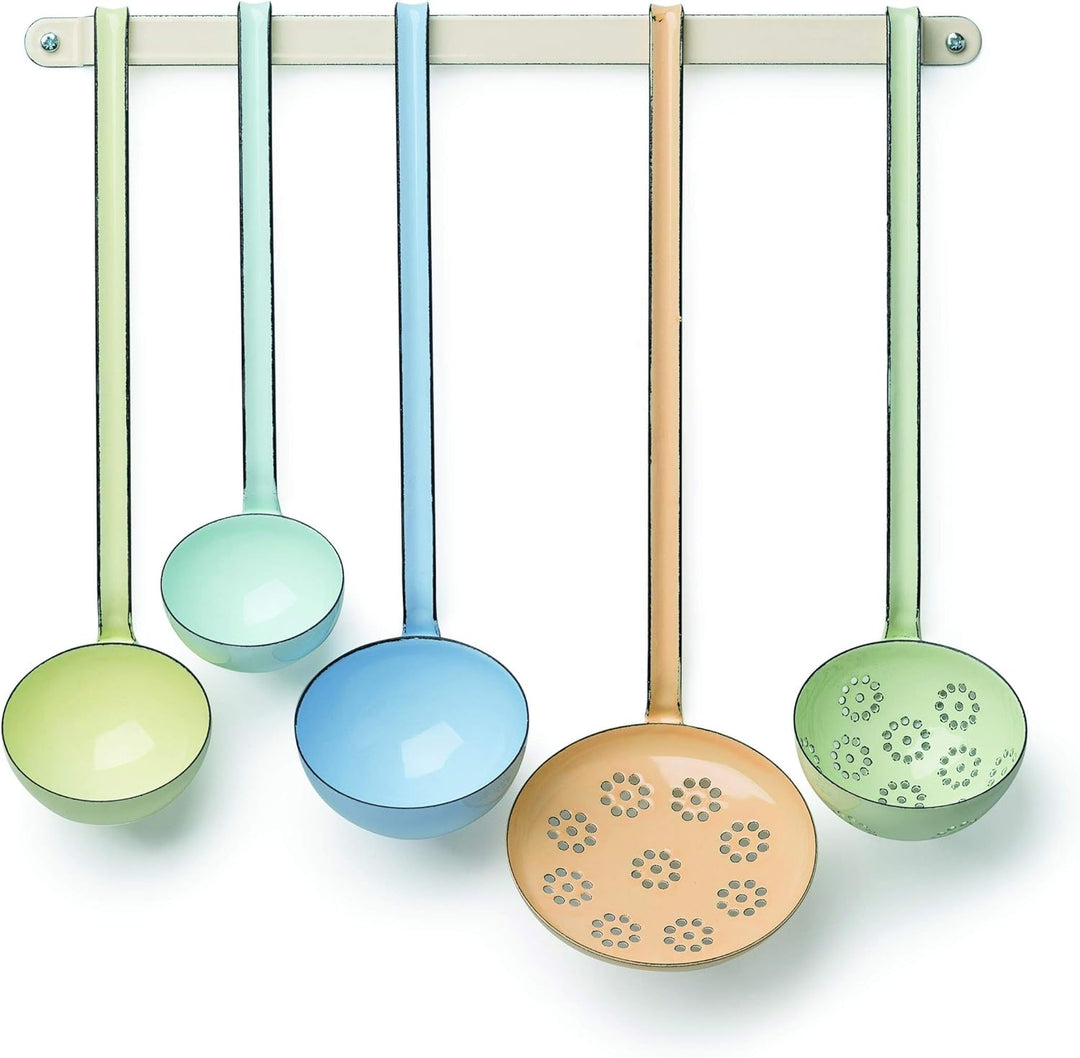 Riess Emaille Set Küchenhelfer mit praktischer Aufhängeleiste (gelb), Gelb