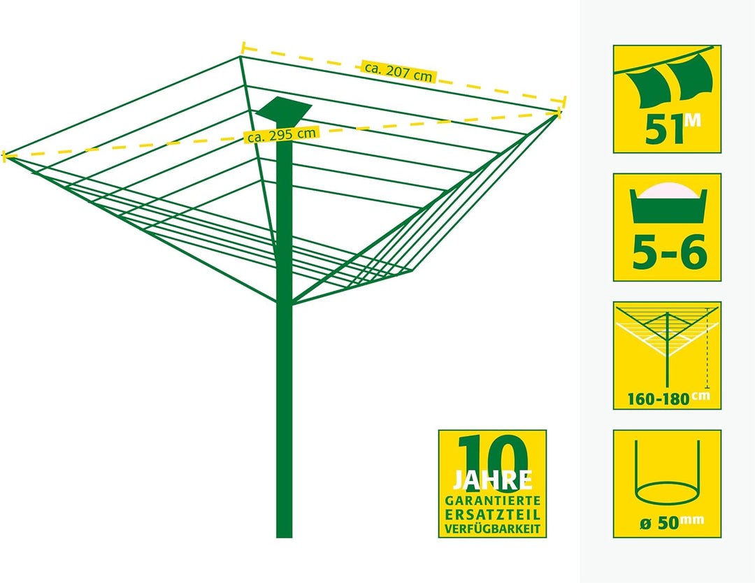 Juwel Wäschespinne Novaplus 600 Lift (für 5-6 Wäscheladungen, Wäscheschirm mit Schutzhülle und Eindr