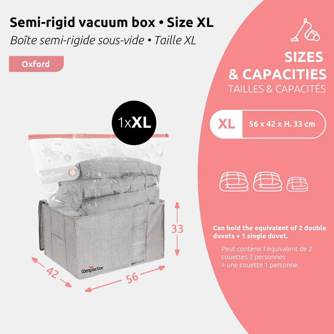 Compactor RAN10117 platzsparender, halbstarrer Vakuum-Aufbewahrungsbeutel, Grösse XXL, 210 l, Compac