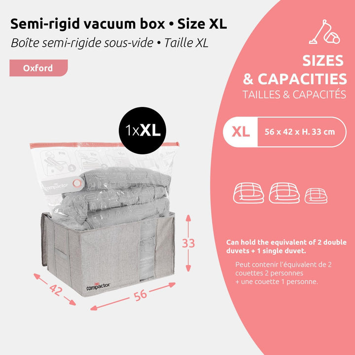 Compactor RAN10117 platzsparender, halbstarrer Vakuum-Aufbewahrungsbeutel, Grösse XXL, 210 l, Compac
