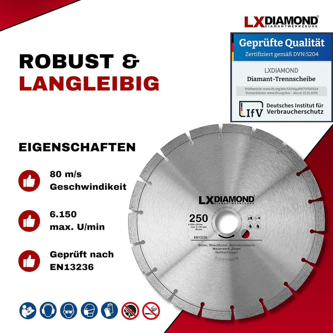 Diamant-Trennscheibe 250mm x 30,0mm - für Schneidetische, Brückensägen - Diamantscheibe zum Trennen