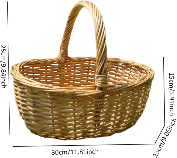 Picknick Korbkorb rustikaler leerer Geschenkkorb Ovaler Hamper gewebter Korb mit Liner für Picknickp