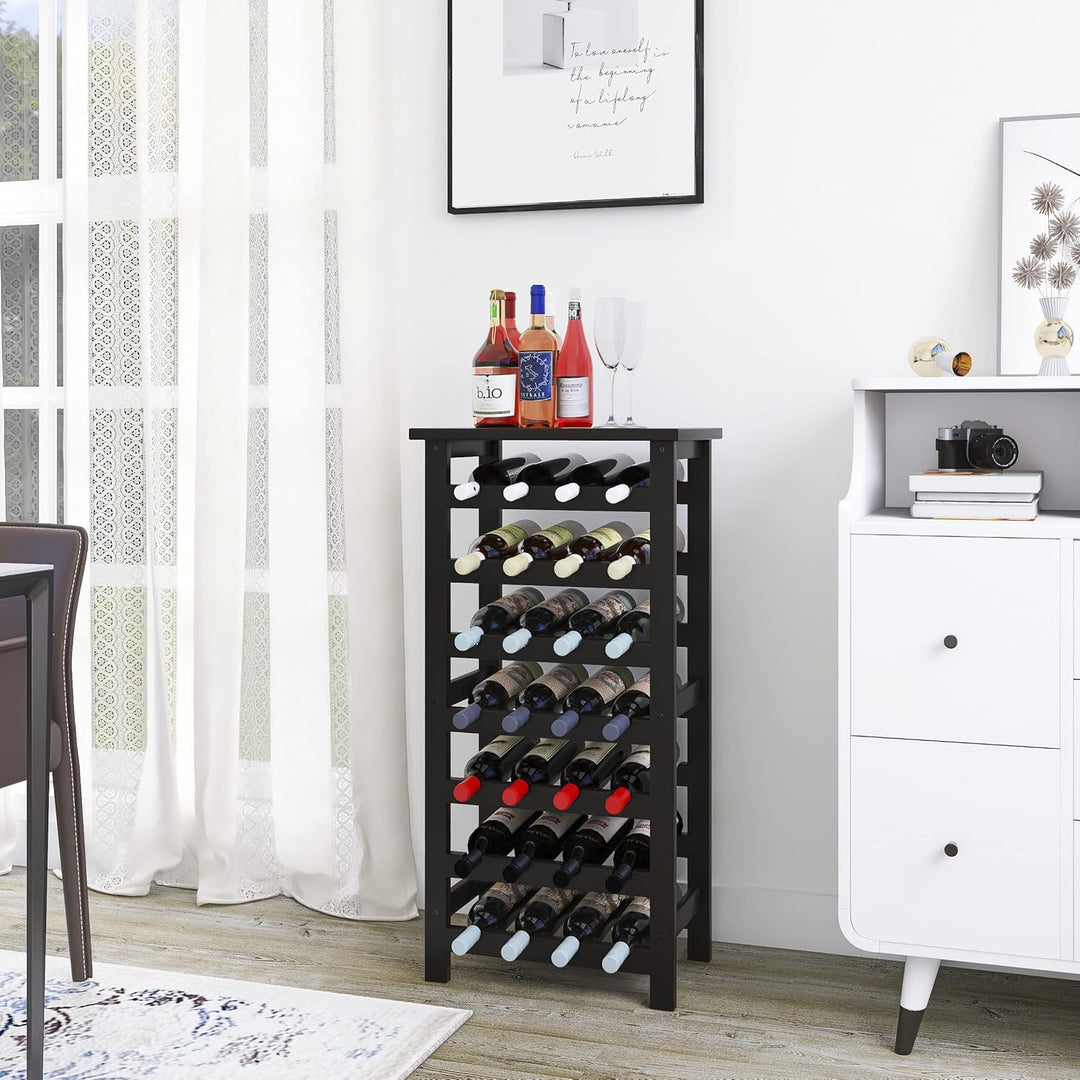 SMIBUY Weinregal aus Bambus, für 28 Flaschen, 7 Etagen, freistehend, für Küche, Speisekammer, Keller
