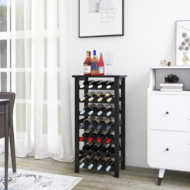 SMIBUY Weinregal aus Bambus, für 28 Flaschen, 7 Etagen, freistehend, für Küche, Speisekammer, Keller