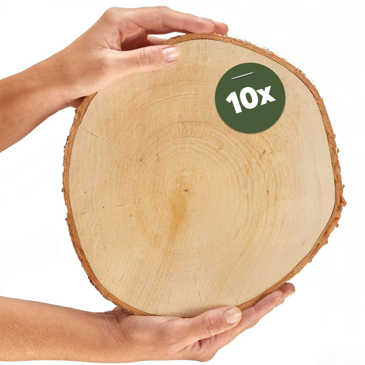 Grosse Holzscheiben zum Basteln oder Dekorieren - 10 Stück naturbelassene Baumscheiben ca. 25 cm (23