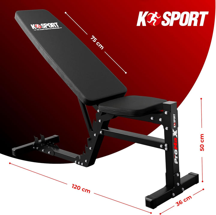 K-Sport: Trainingsbank verstellbar (beidseitig) I Ideale Hantelbank für Kurz & Langhanteltraining I