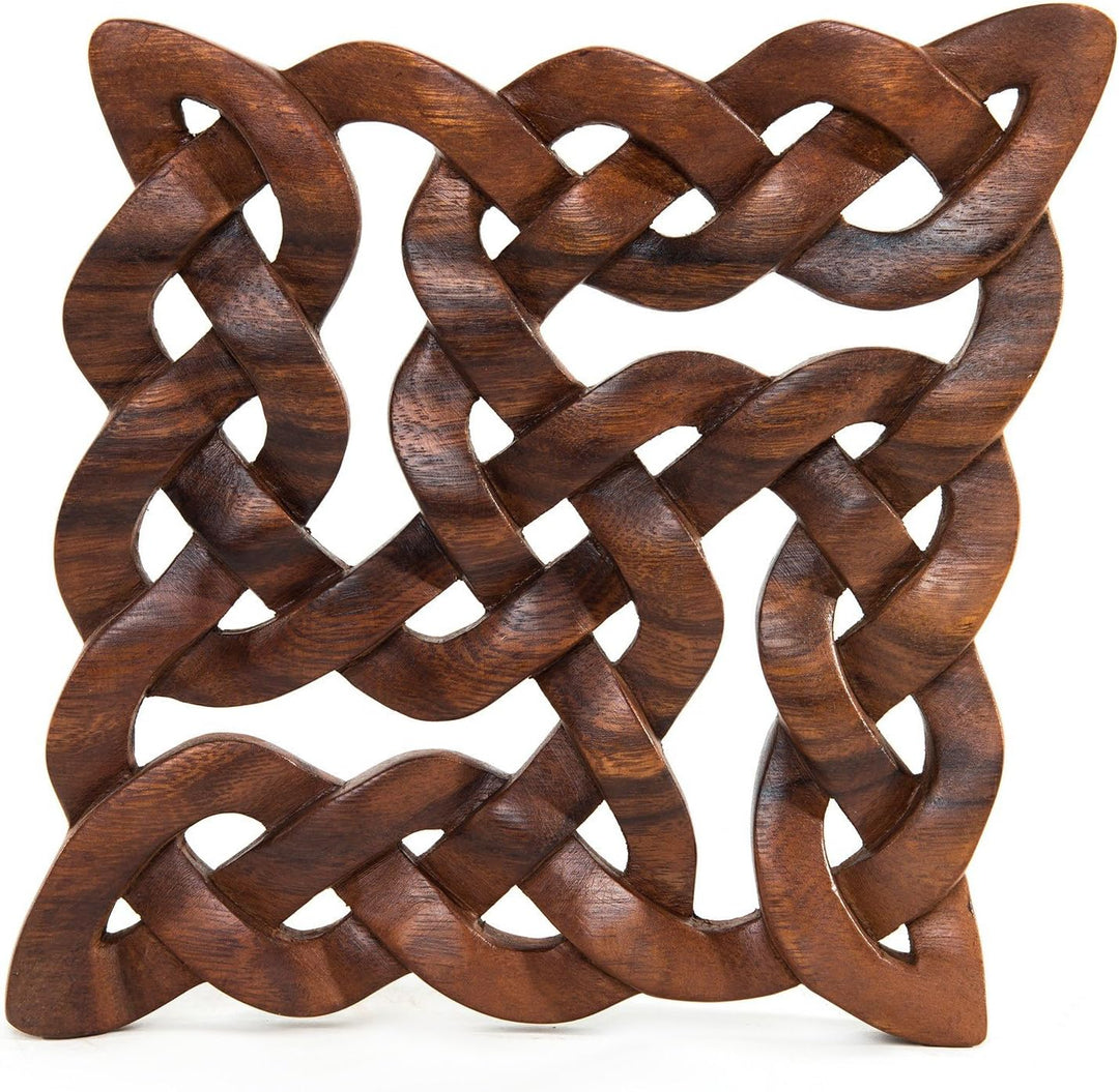 Windalf Celtic Holz-Ornament ISIRA 28 cm Handgearbeitete keltische Knoten Holz Wand-Holzrelief