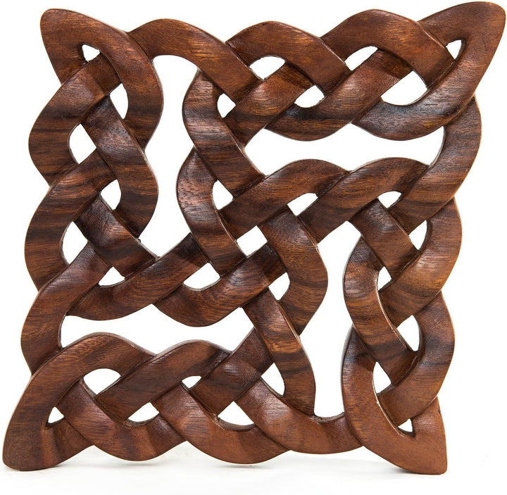Windalf Celtic Holz-Ornament ISIRA 28 cm Handgearbeitete keltische Knoten Holz Wand-Holzrelief