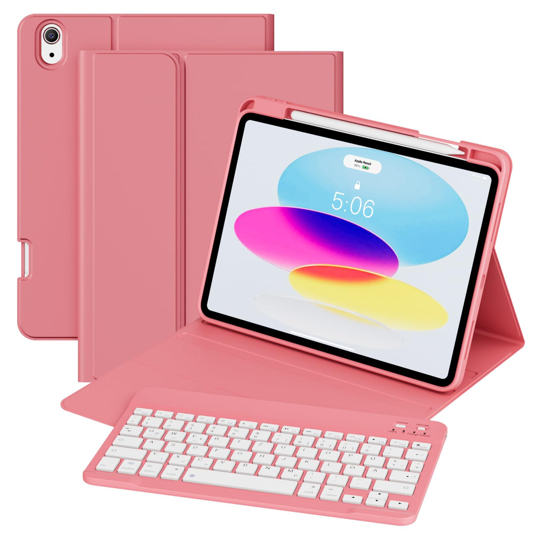 GKABXY Hülle mit Tastatur für iPad A16 11 Generation 2025/10 Generation 2022(11/10.9 Zoll), Soft TPU