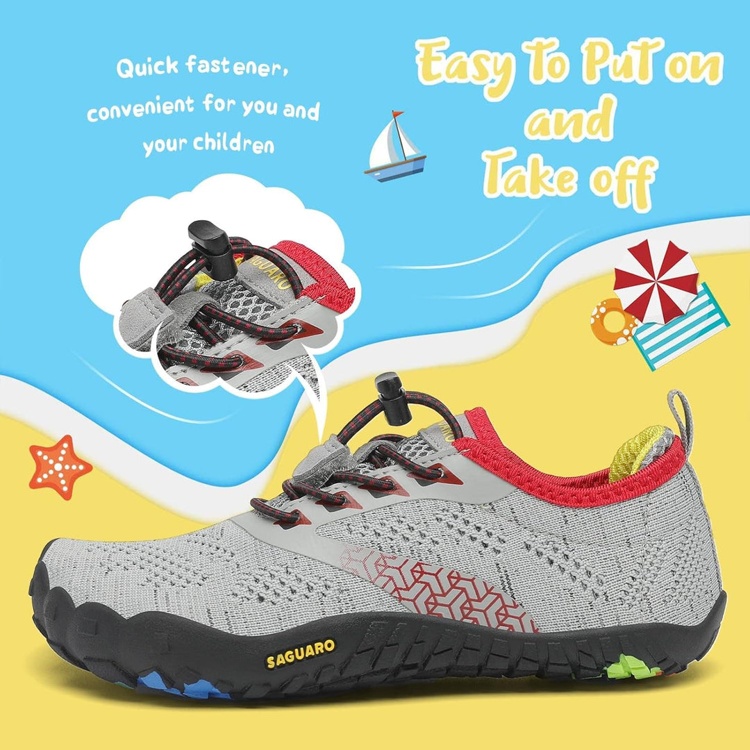 SAGUARO Kinder Barfussschuhe Schnell Trocknend Badeschuhe,24-36 EU 24 EU Grau, 24 EU Grau