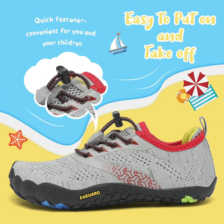 SAGUARO Kinder Barfussschuhe Schnell Trocknend Badeschuhe,24-36 EU 24 EU Grau, 24 EU Grau