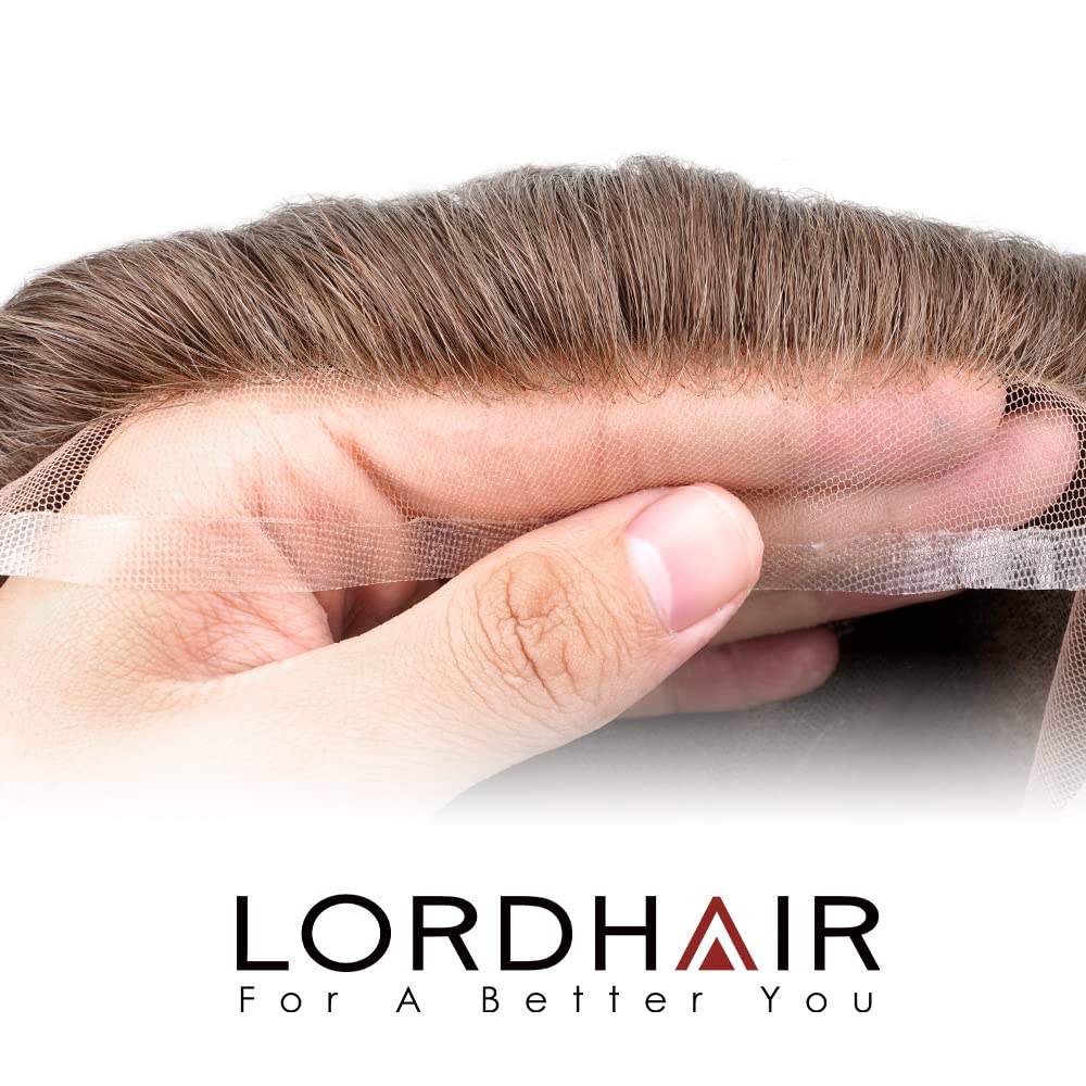 Lordhair Perücke Männer,Realität Toupet,Französische Spitzen weben mit Zwei Seiten und hinter sich P
