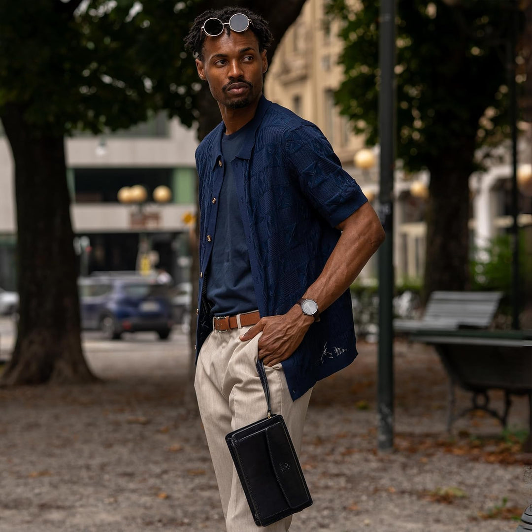Time Resistance Lederclutch für Herren - Herren Handtasche - Ledertasche Herren - Edles Portmonee -