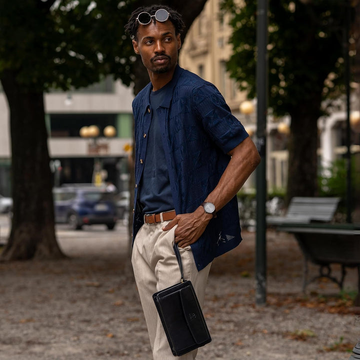 Time Resistance Lederclutch für Herren - Herren Handtasche - Ledertasche Herren - Edles Portmonee -