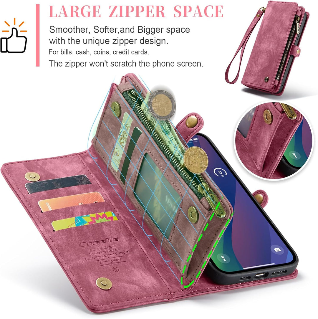 UFinetech für iPhone 15 Hülle, Flip Leder TPU Stossfeste Kartenfach Tasche Handyhülle für iPhone 15,