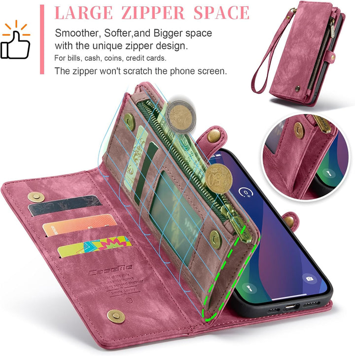 UFinetech für iPhone 15 Hülle, Flip Leder TPU Stossfeste Kartenfach Tasche Handyhülle für iPhone 15,