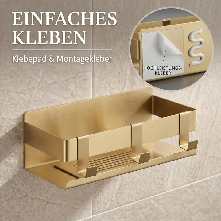 DEKAZIA® Duschablage Gold Wandregal Gold Duschregal ohne Bohren Gold Badezimmer Ablage Gold Dusche B