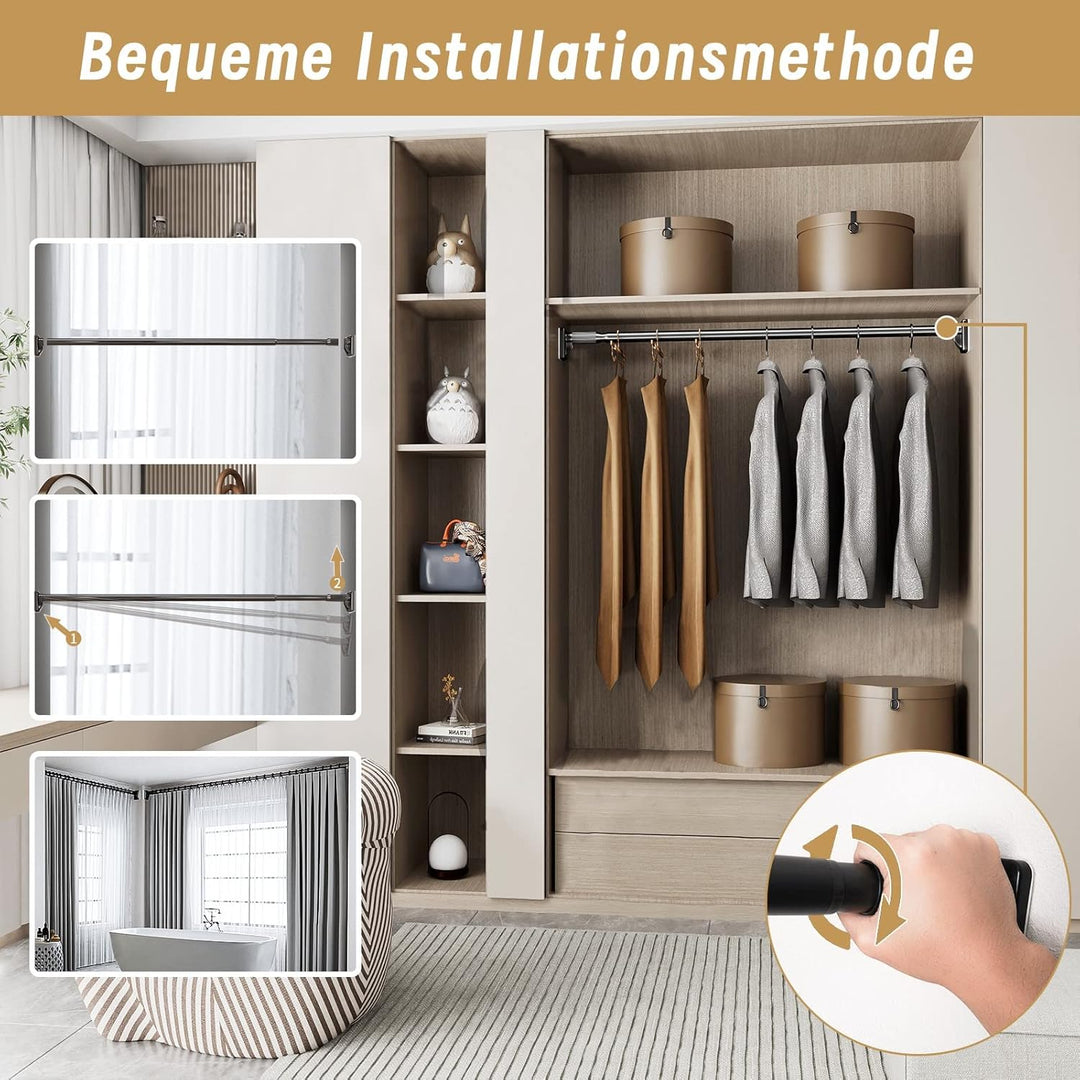 Gardinenstange ohne Bohren - Teleskopstange für Vorhänge, Belastbar bis 85kg, 75-120cm Länge, 33mm D