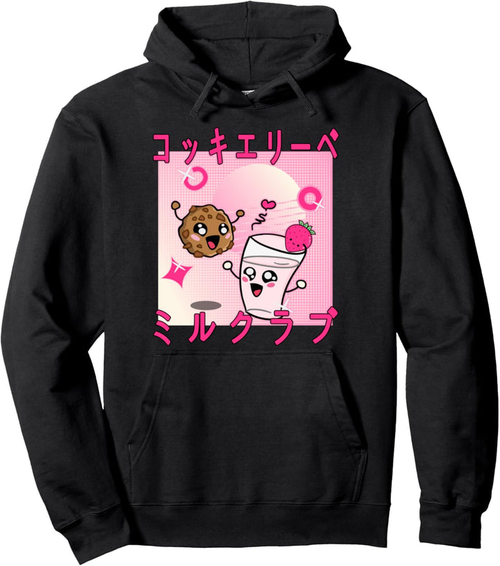 Lustiger japanischer Cookie & Strawberry Milk Shake Anime Pullover Hoodie