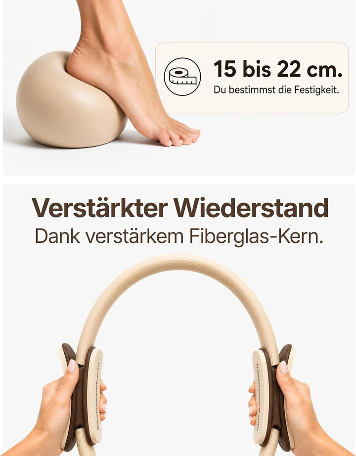 Hochwertiges Pilates Set Ring &amp; Ball Studioqualität Übungsvideos Beige Premium Set, Beige Premium Se