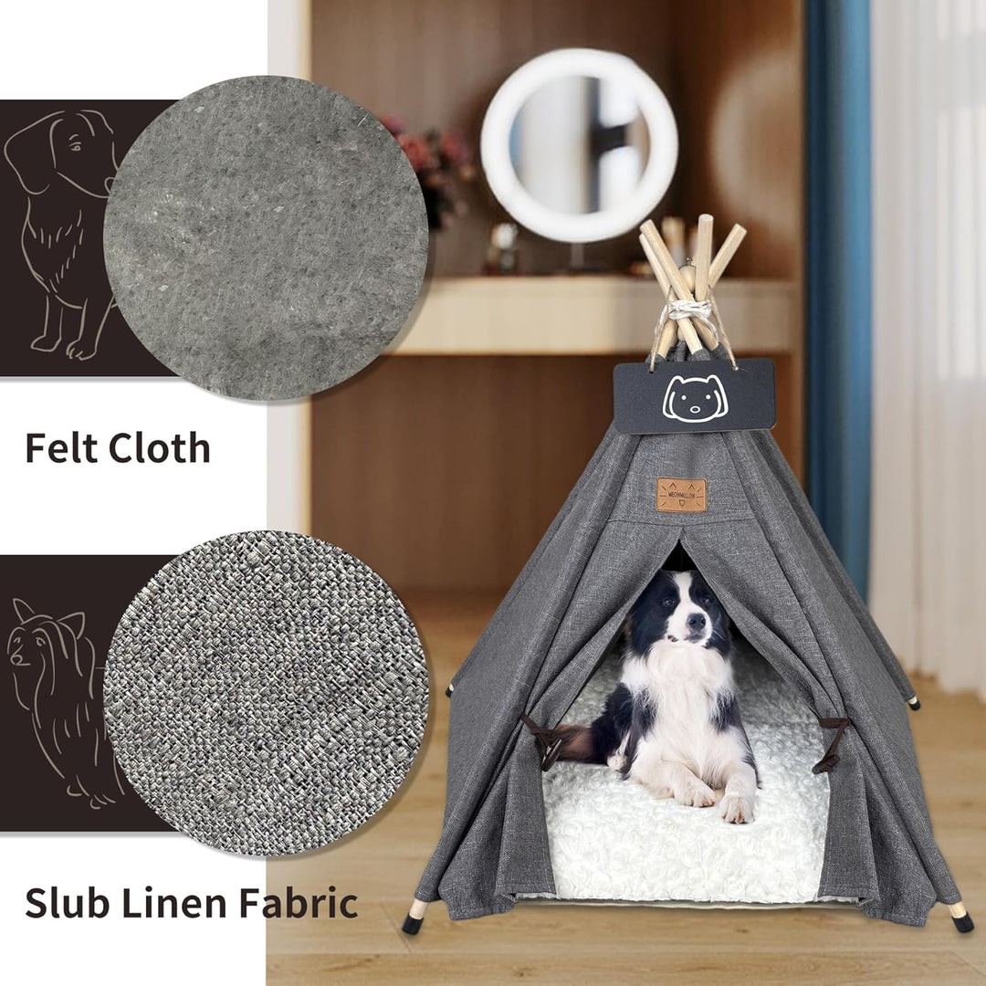 Tipi Zelt für Haustiere Hundezelt Katzenzelt mit Plüschkissen Haustierzelte Häuser für Katzen und Hu