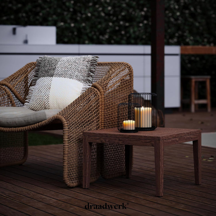 draadwerk® Windlicht 2er Set | Kerzenständer Metall Schwarz | Kerzenhalter Gross Oval | Schwarze Dek