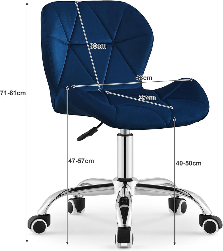 TUKAILAI Bürostuhl Ergonomisch aus Samt, Verstellbar Schreibtischstuhl Drehstuhl mit Höhenverstellba