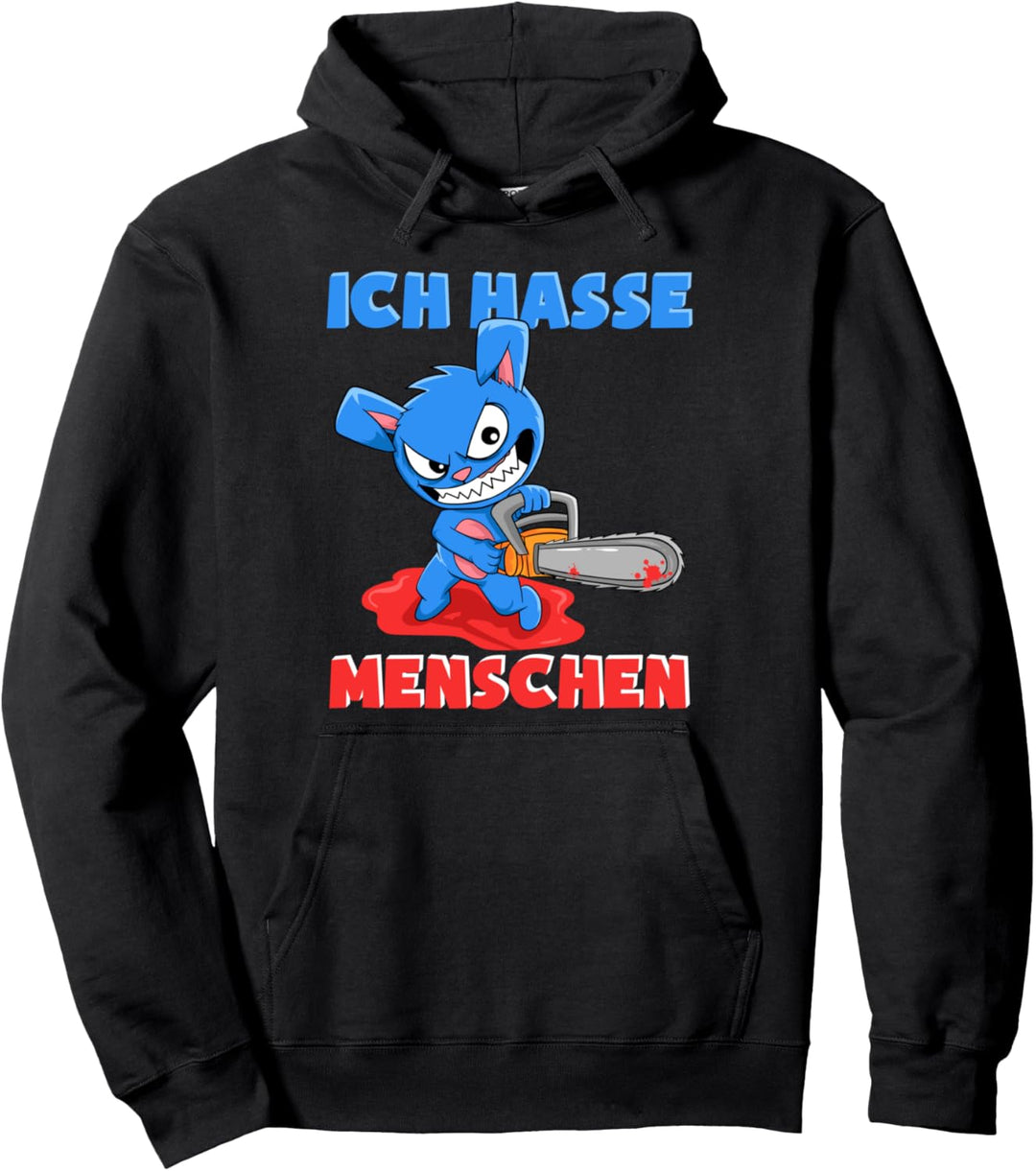 Ich hasse Menschen Kettensäge Rabbit Chainsaw Osterhase Pullover Hoodie