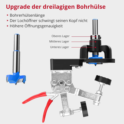 XUNTOP Verdecktes Scharnier Jig 35mm Legierung Cup Style Scharnier Bohren Jig Lochsäge, für Holzmöbe