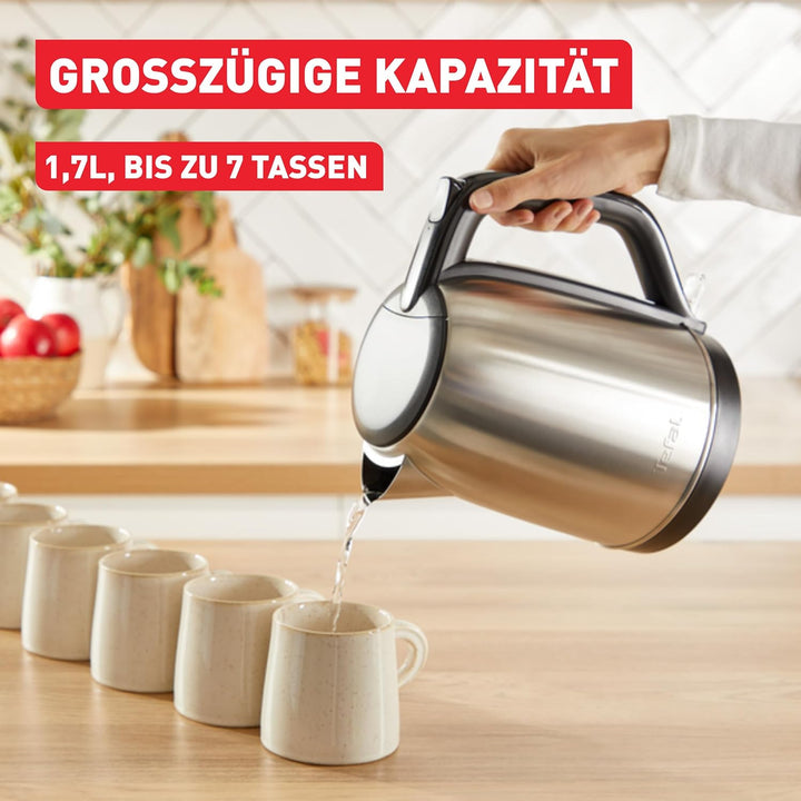 Tefal Subito Wasserkocher, 1,7 Liter Fassungsvermögen für bis zu 7 Tassen, Ein-Tassen-Indikator, ein