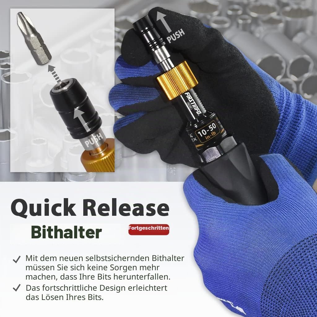 FIRSTINFO H5187 | 1/4 Zoll | 10-50in-lb | Drehmomentschraubendreher | mit Rapidaptor Schnellwechself