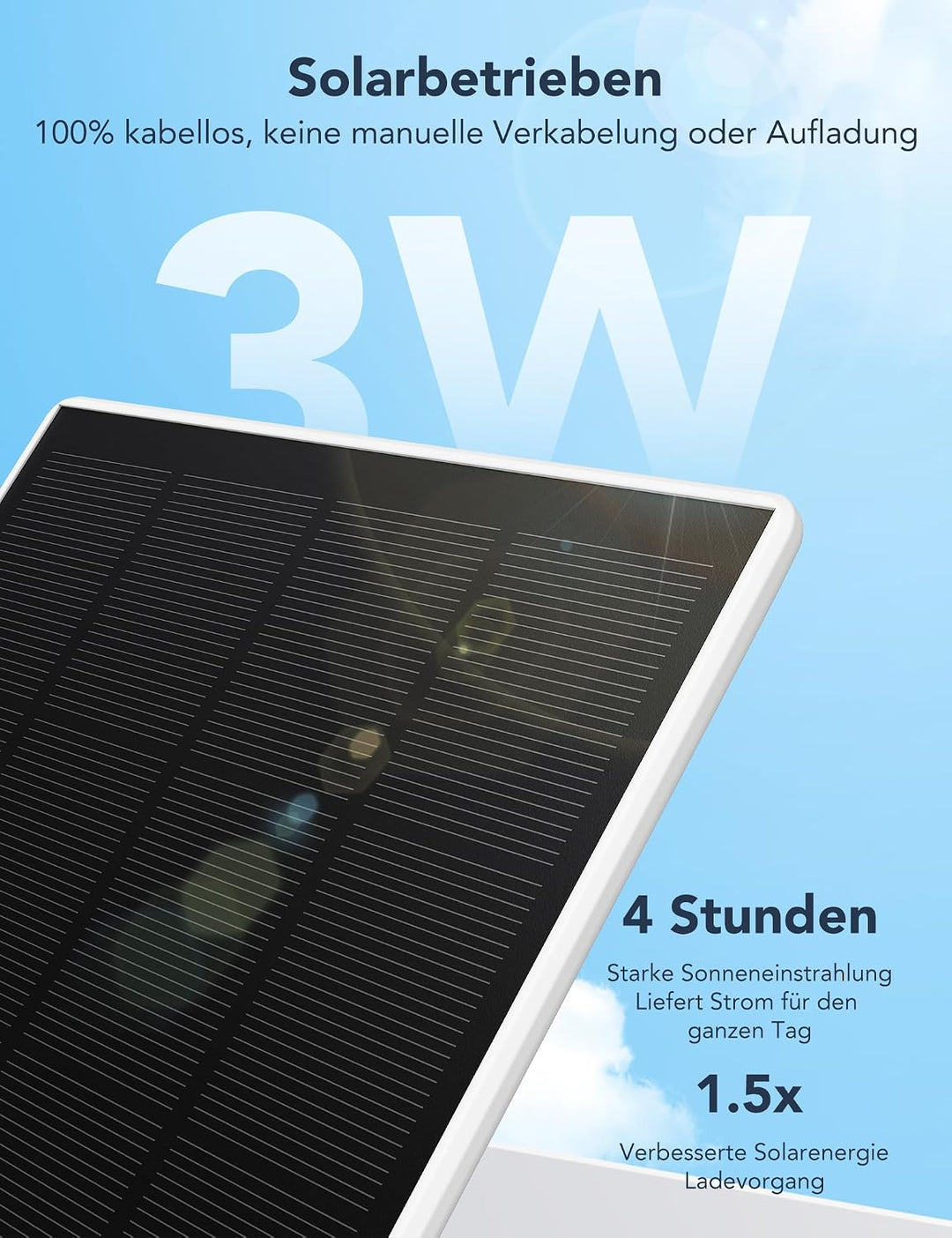 GNCC 4G LTE Überwachungskamera Aussen Solar mit SIM Karte, IP65 | 2K 3MP Farb/Infrarot Nachtsicht, 3