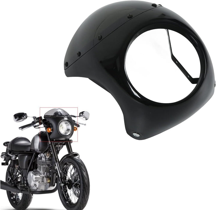 Keenso Motorrad Scheinwerfer Verkleidung Kit, Universal Motorrad 7 Zoll Runder Scheinwerfer Lampenma