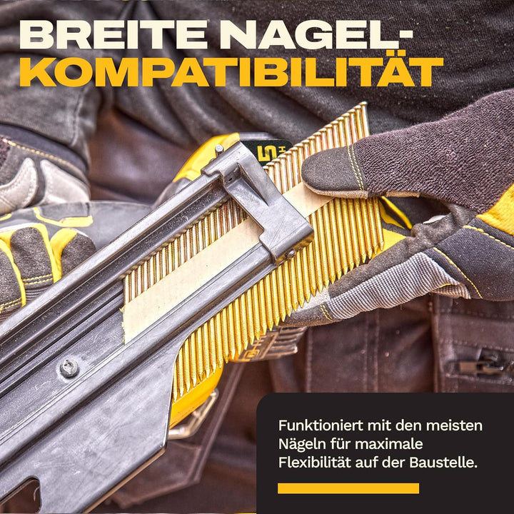 DEWALT 18V XR Akku-Nagler (90mm, bürstenloser Motor, für Ringschaft-Nägel bis 2,8mm, Einzelauslösung