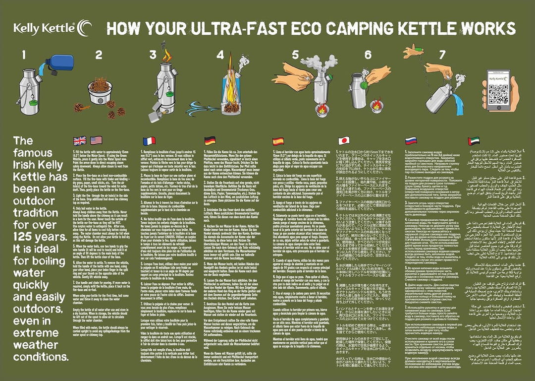 Kelly Kettle - Base Camp Wasserkocher aus aluminium - komplettes Camping & Ofen Set leichter Holzofe