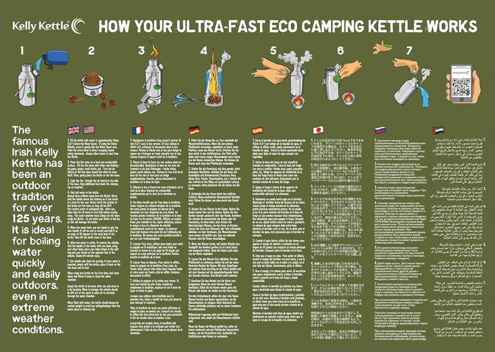 Kelly Kettle - Base Camp Wasserkocher aus aluminium - komplettes Camping & Ofen Set leichter Holzofe