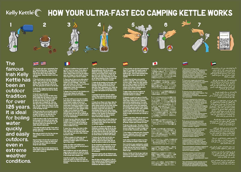 Kelly Kettle Camp Stove Stainless Steel - Boils Water Within Minutes, Uses Natural Fuel, and Enables