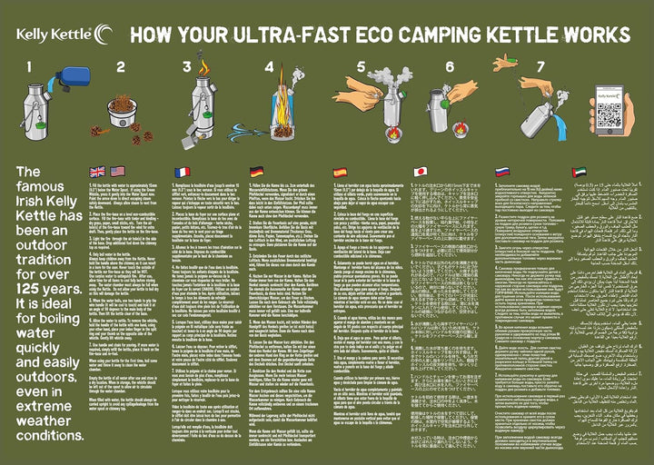 Kelly Kettle Base Camp Camping-Koch-Ausrüstung mit 1,6 l Edelstahl-Wasserkessel &