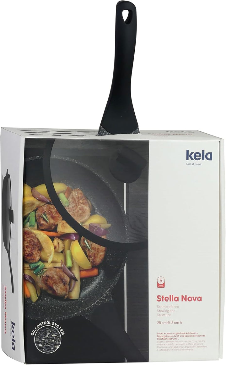 Kela Schmorpfanne Stella Nova, Ø 28 cm, Aluguss, Allherdboden, antihaftbeschichtet, hitzebeständig b