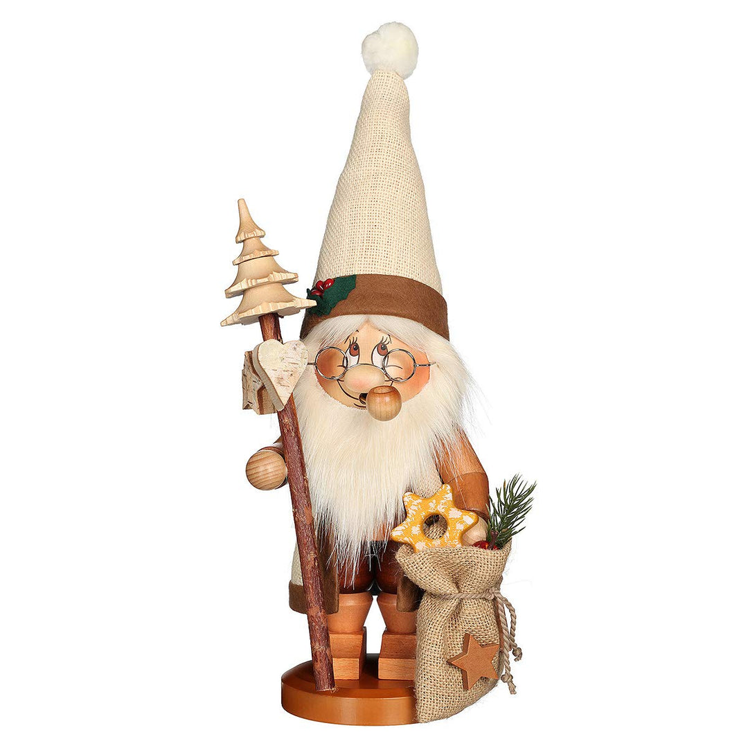 Räuchermännchen Wichtel Weihnachtsmann mit Stab - 39cm - Original Erzgebirge Räuchermann - Christian