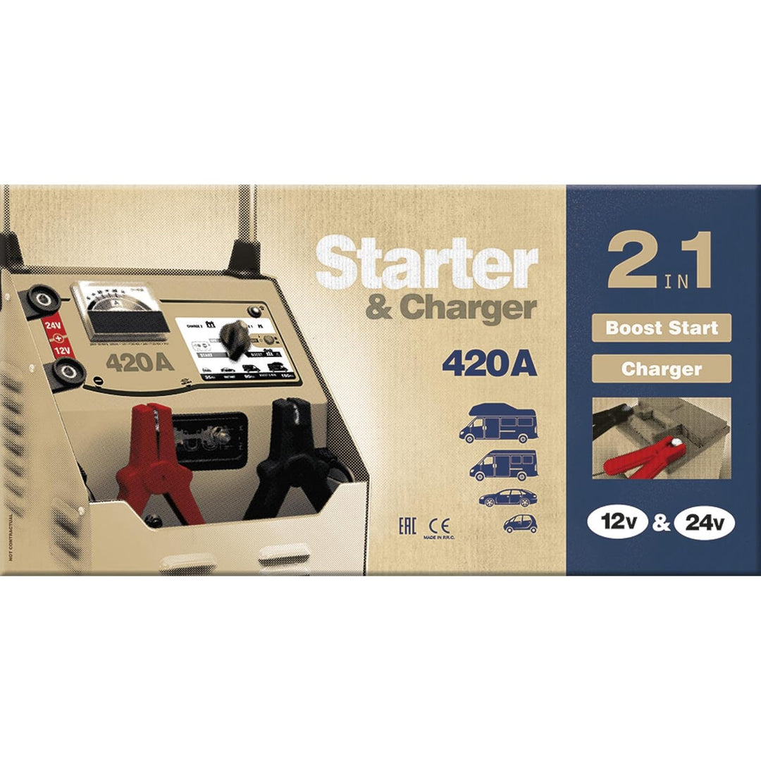 GYS Konventionelles fahrbares Starthilfe- und Ladegerät 12/24 V, NEOSTART 420