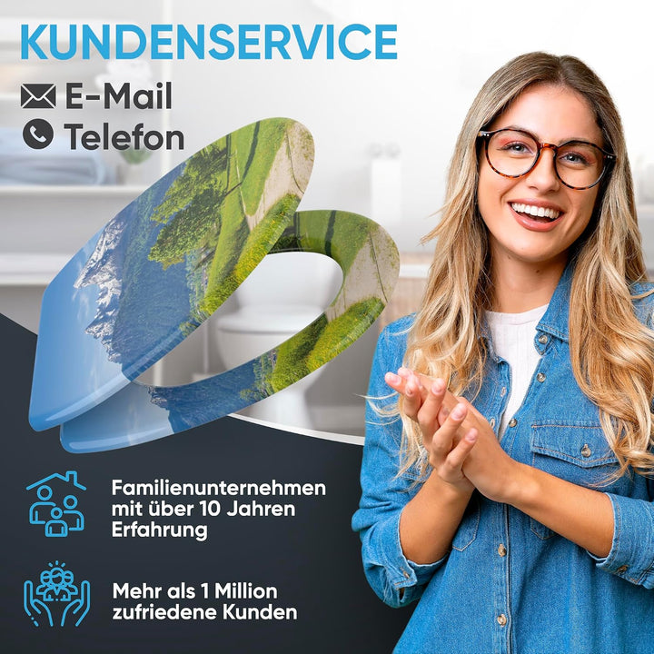 Sanilo WC Sitz mit Absenkautomatik & Schnellverschluss, Toilettendeckel per Knopfdruck abnehmbar, ei