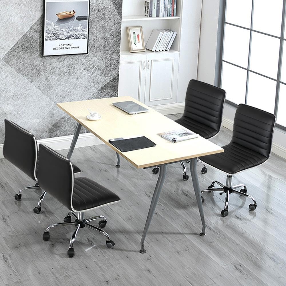 Yaheetech Bürostuhl Drehstuhl ergonomischer Schreibtischstuhl, Drehsessel mit Rollen, ohne Armlehne,